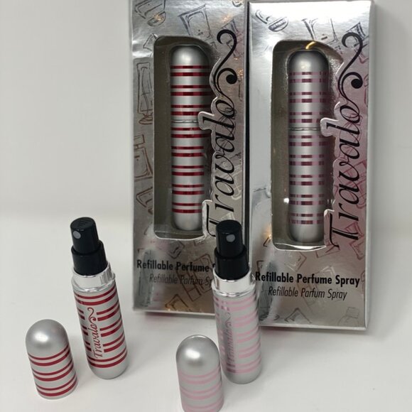 2 Candy Cane Travalo Refillable Spray Atomizer 4ml TSA  NEW Red Pink - Picture 2 of 3